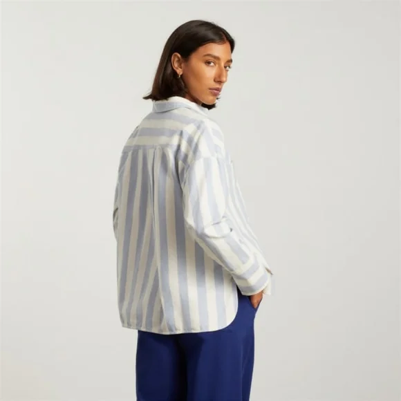 Everlane  Blue and White Striped Button Down Shirt - Picture 2 of 5